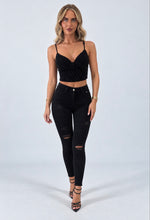 Load image into Gallery viewer, Black Kate High-Waisted Ripped Skinny Jeans
