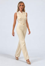 Load image into Gallery viewer, Cream Sara Gold Button Tailored Knit Co-Ord Set