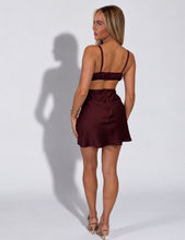 Load image into Gallery viewer, Wine Natalie Satin Cut-Out Mini Dress