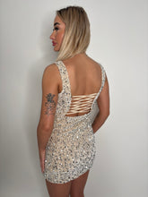 Load image into Gallery viewer, Champagne Harlea Sequin Mini Dress