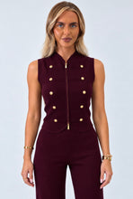 Load image into Gallery viewer, Wine Sara Gold Button Tailored Knit Co-Ord Set