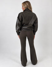 Load image into Gallery viewer, Chocolate Brown Olivia Faux Leather Bomber Jacket