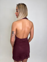 Load image into Gallery viewer, Wine Harper Rhinestone Halterneck Mini Dress