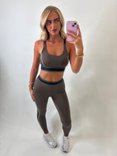 Load image into Gallery viewer, Brown Kate Contrast Piping Activewear Set