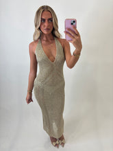 Load image into Gallery viewer, Crochet Roisin Halter Midi Dress