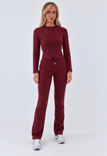 Load image into Gallery viewer, Wine Katy Ribbed Button-Up Top & Straight Leg Trouser Co-Ord Set