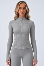 Load image into Gallery viewer, Grey Daisy Sculpted Zip-Up Co Ord Set