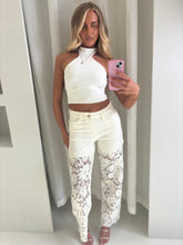 Load image into Gallery viewer, Cream Crochet Jeans