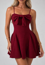 Load image into Gallery viewer, Wine Ally bow Detail Skater Mini Dress