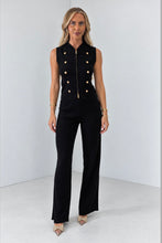 Load image into Gallery viewer, Black Sara Gold Button Tailored Knit Co-Ord Set