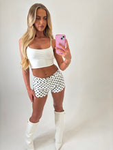 Load image into Gallery viewer, White Kyrah Polka Dot Mini Shorts