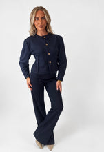 Load image into Gallery viewer, Navy Dani Button Front Tailored Co-ord Set