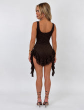 Load image into Gallery viewer, Brown Lexi Sparkle Ruffle Playsuit