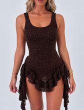 Load image into Gallery viewer, Brown Lexi Sparkle Ruffle Playsuit