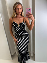 Load image into Gallery viewer, Black Mallory Polka Dot Maxi Dress