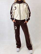 Load image into Gallery viewer, Cream & Chocolate Zoe Varsity Tracksuit Co-Ord