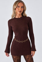 Load image into Gallery viewer, Chocolate Brown Erin Ribbed Knit Mini Dress