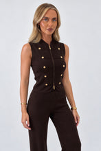 Load image into Gallery viewer, Chocolate Brown Sara Gold Button Tailored Knit Co-Ord Set