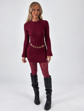 Load image into Gallery viewer, Burgundy Erin Ribbed Knit Mini Dress