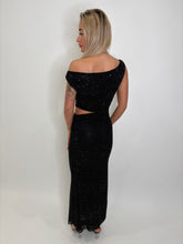 Load image into Gallery viewer, Black Ophelia Rhinestone Maxi Dress