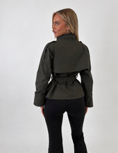 Load image into Gallery viewer, Khaki Sinead High-Neck Belted Trench Jacket