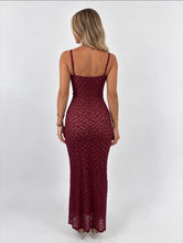 Load image into Gallery viewer, Burgundy Sophia Lace Bustier Maxi Dress