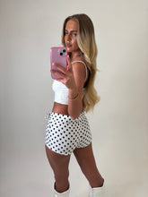 Load image into Gallery viewer, White Kyrah Polka Dot Mini Shorts