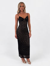 Load image into Gallery viewer, Black Sophia Lace Bustier Maxi Dress