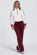 Load image into Gallery viewer, Burgundy Harley Contrast Stripe Half Zip Tracksuit
