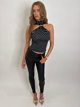 Load image into Gallery viewer, Black Mabel Polka Dot Halter Style Top