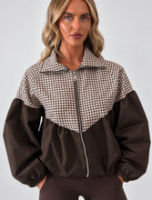 Load image into Gallery viewer, Chocolate Brown Layla Check Print Zip-Up Jacket
