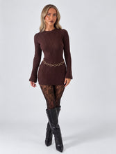 Load image into Gallery viewer, Chocolate Brown Erin Ribbed Knit Mini Dress