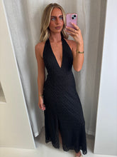 Load image into Gallery viewer, Black Una Halter Maxi Dress