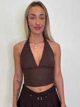 Load image into Gallery viewer, Brown Chelsea Rhinestone Halterneck Top