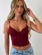 Load image into Gallery viewer, Wine Charlotte Underwired Corset Crop Top