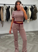 Load image into Gallery viewer, Red & Cream Erika Stripe Knit Co-Ord