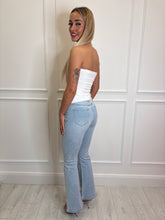 Load image into Gallery viewer, Light Denim Michelle Rhinestone Flared Jeans