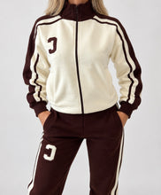Load image into Gallery viewer, Cream & Chocolate Zoe Varsity Tracksuit Co-Ord