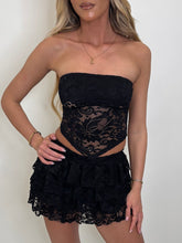 Load image into Gallery viewer, Black Teyah Lace Frill Co-ord