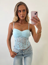 Load image into Gallery viewer, Blue Becky Corset Top