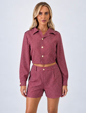 Load image into Gallery viewer, Burgundy Carly Printed Shirt & Shorts Co-Ord Set