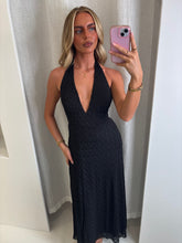 Load image into Gallery viewer, Black Una Halter Maxi Dress