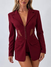 Load image into Gallery viewer, Wine Nadia Corset Blazer Playsuit