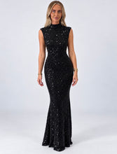 Load image into Gallery viewer, Black Gracie Embellished Open-Back Maxi Dress
