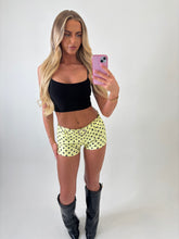Load image into Gallery viewer, Yellow Kyrah Polka Dot Mini Shorts