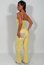 Load image into Gallery viewer, Yellow Jenson Rhinestone Pocket Jeans