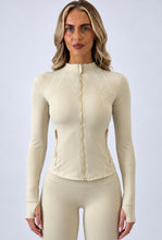 Load image into Gallery viewer, Beige Daisy Sculpted Zip-Up Co Ord Set