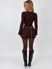 Load image into Gallery viewer, Chocolate Brown Erin Ribbed Knit Mini Dress