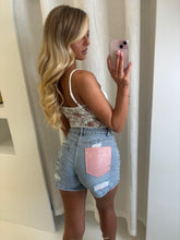Load image into Gallery viewer, Pink Rhinestone Pocket Shorts