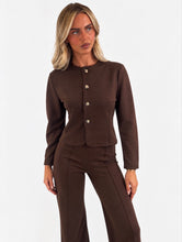 Load image into Gallery viewer, Chocolate Brown Dani Button Front Tailored Co-ord Set